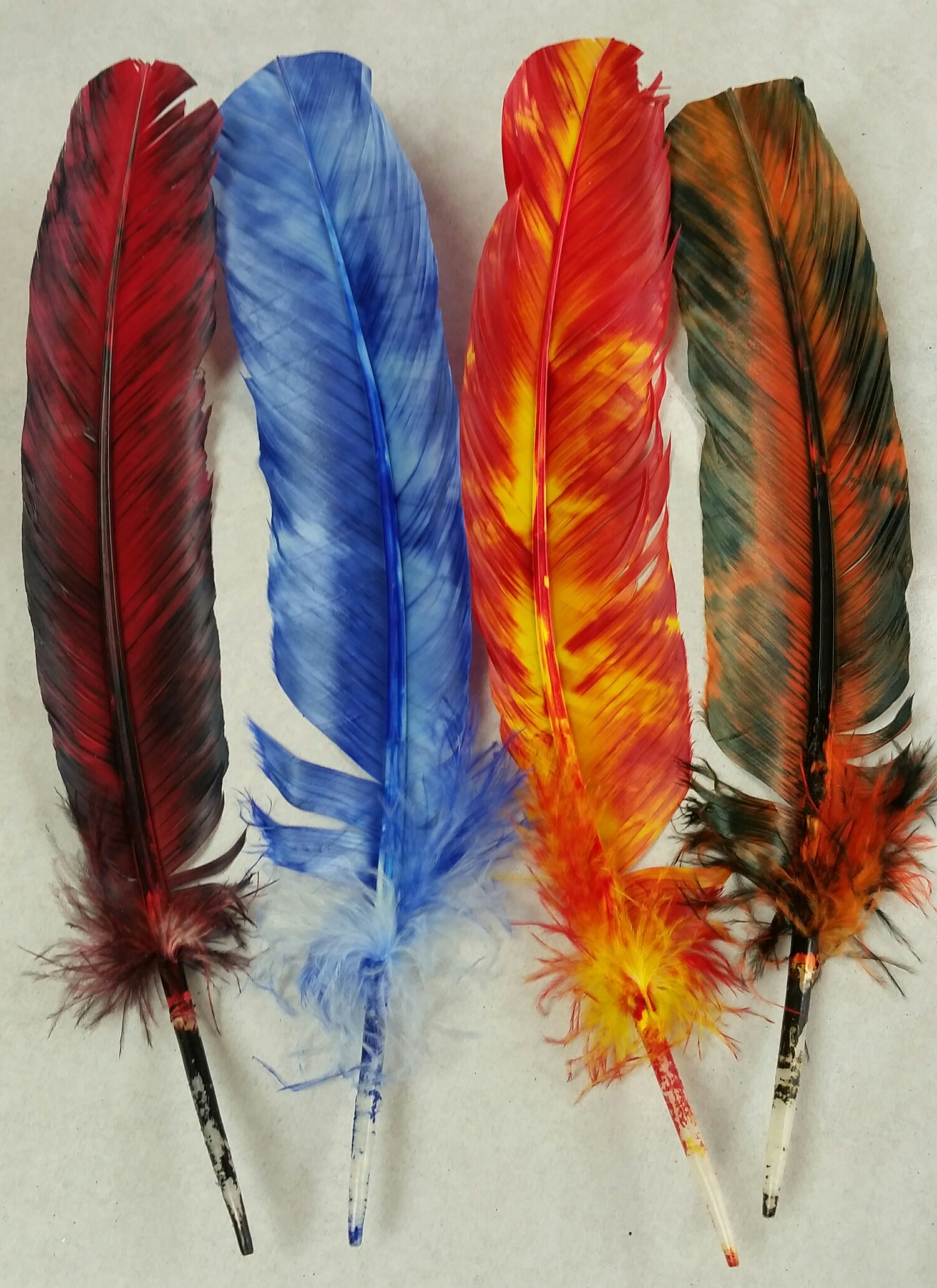Tie-Dyed Turkey Wing Quill Feathers