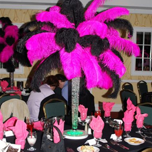 Purple & black ostrich feather centerpiece Purple & black ostrich feather centerpiece